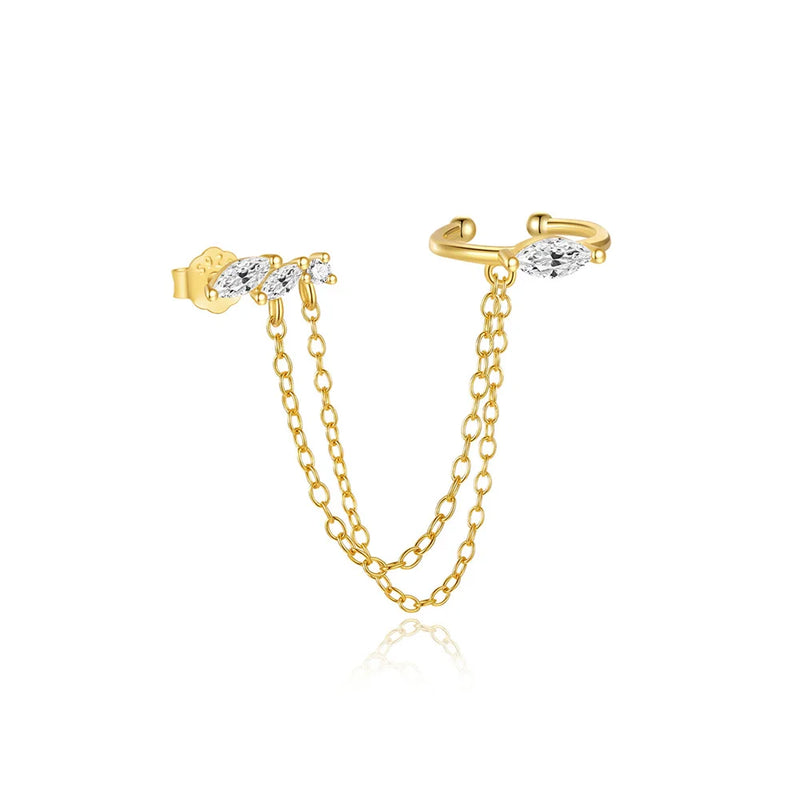 Brincos CANNER Femininos em Prata 925 Banhados a Ouro 18K com Zircônia — Elegância e Brilho Clássico