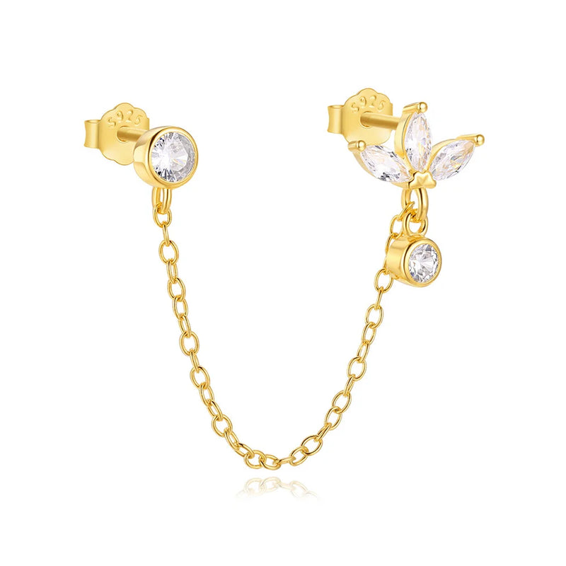 Brincos CANNER Femininos em Prata 925 Banhados a Ouro 18K com Zircônia — Elegância e Brilho Clássico