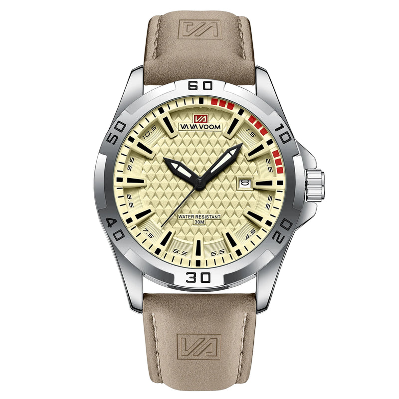 Relógio Masculino VA VA VOOM — Estilo Casual e Elegante com Pulseira de Couro Premium