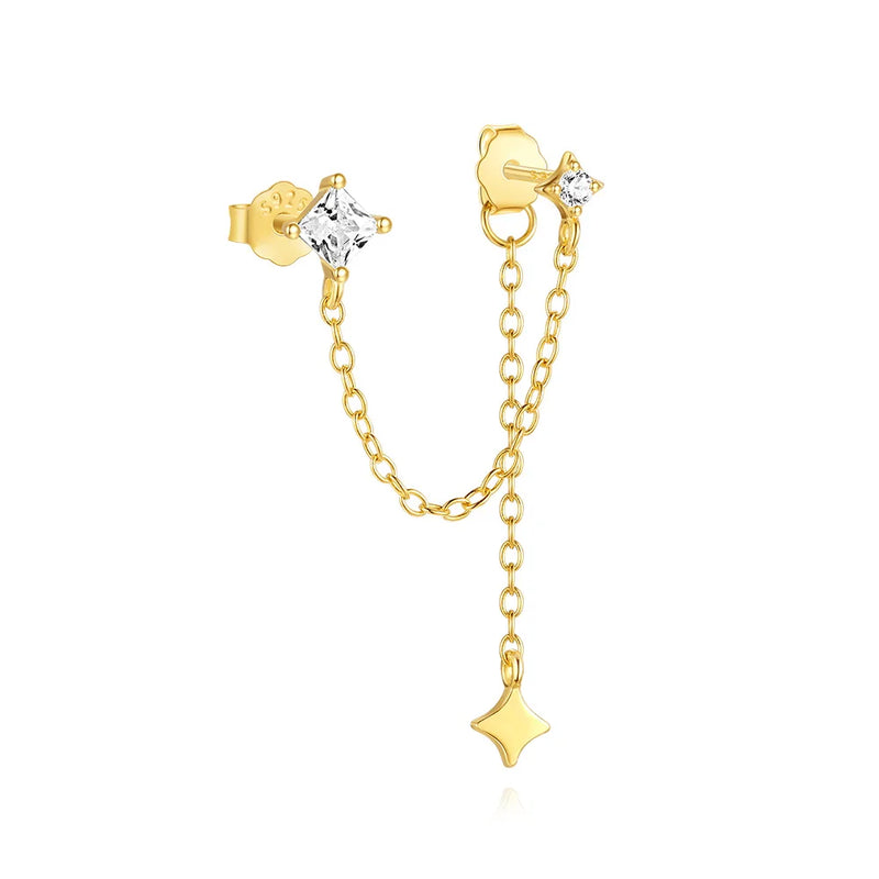 Brincos CANNER Femininos em Prata 925 Banhados a Ouro 18K com Zircônia — Elegância e Brilho Clássico