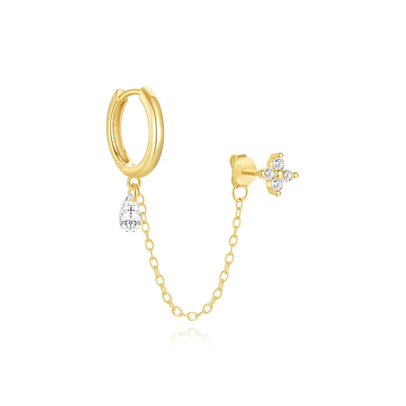 Brincos CANNER Femininos em Prata 925 Banhados a Ouro 18K com Zircônia — Elegância e Brilho Clássico