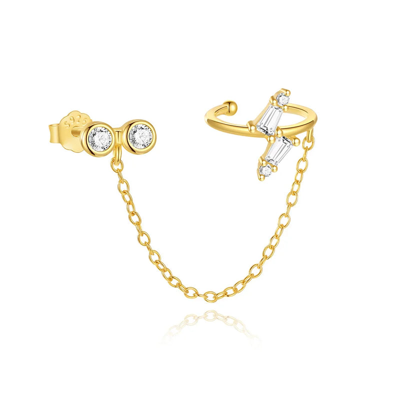 Brincos CANNER Femininos em Prata 925 Banhados a Ouro 18K com Zircônia — Elegância e Brilho Clássico