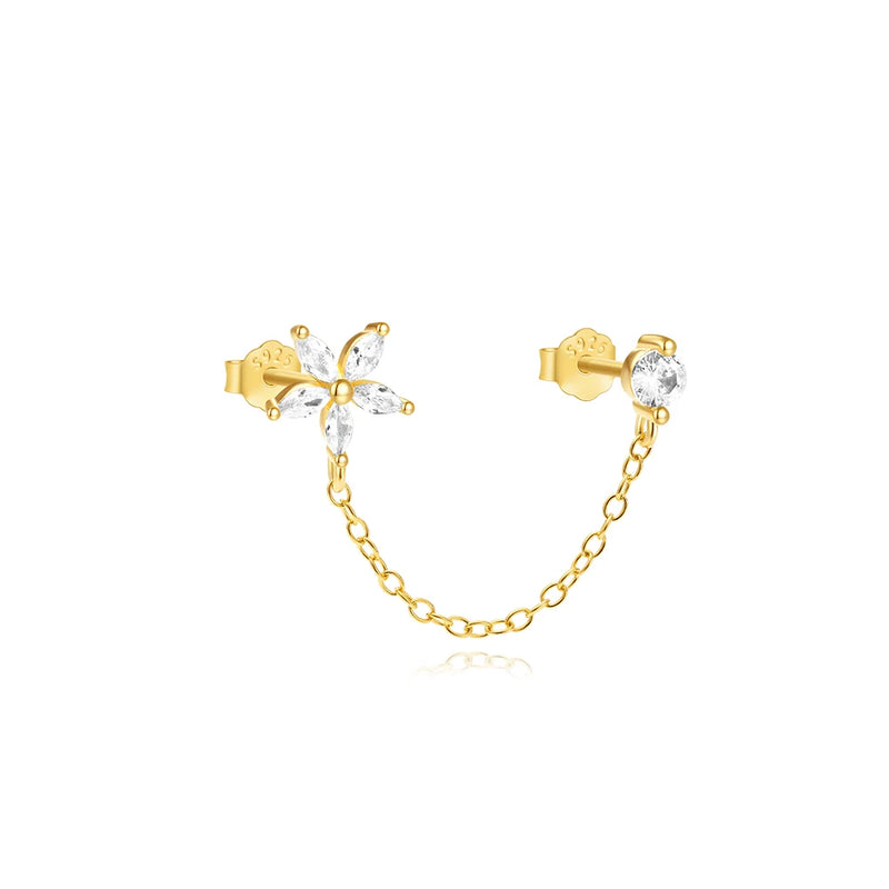 Brincos CANNER Femininos em Prata 925 Banhados a Ouro 18K com Zircônia — Elegância e Brilho Clássico