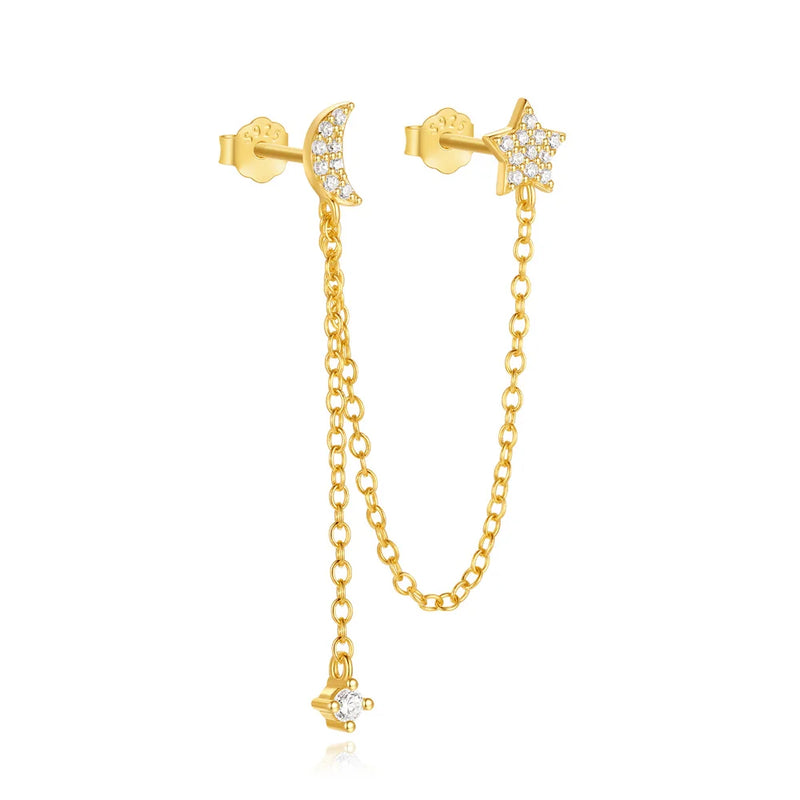 Brincos CANNER Femininos em Prata 925 Banhados a Ouro 18K com Zircônia — Elegância e Brilho Clássico