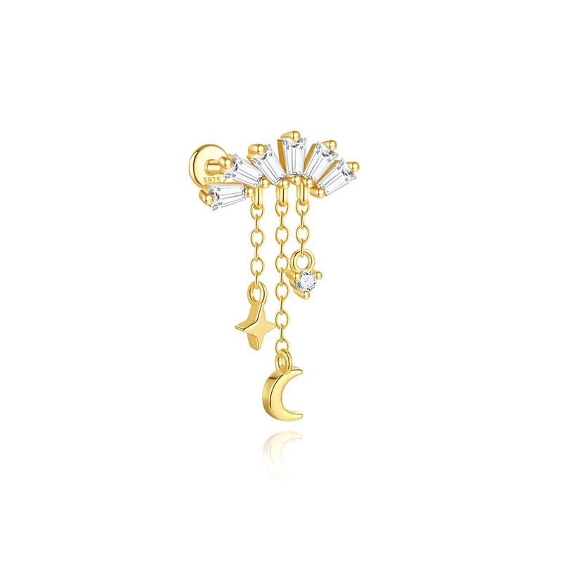 Brincos CANNER Femininos em Prata 925 Banhados a Ouro 18K com Zircônia — Elegância e Brilho Clássico