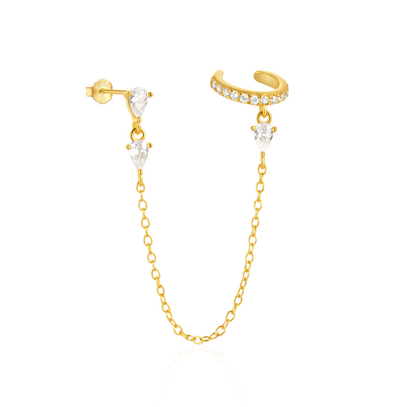 Brincos CANNER Femininos em Prata 925 Banhados a Ouro 18K com Zircônia — Elegância e Brilho Clássico