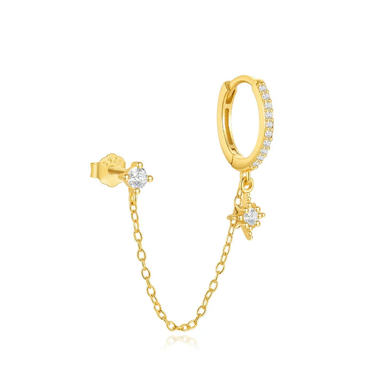 Brincos CANNER Femininos em Prata 925 Banhados a Ouro 18K com Zircônia — Elegância e Brilho Clássico