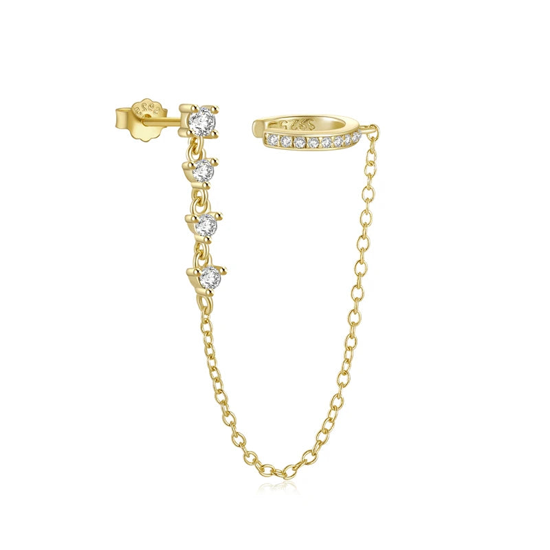 Brincos CANNER Femininos em Prata 925 Banhados a Ouro 18K com Zircônia — Elegância e Brilho Clássico