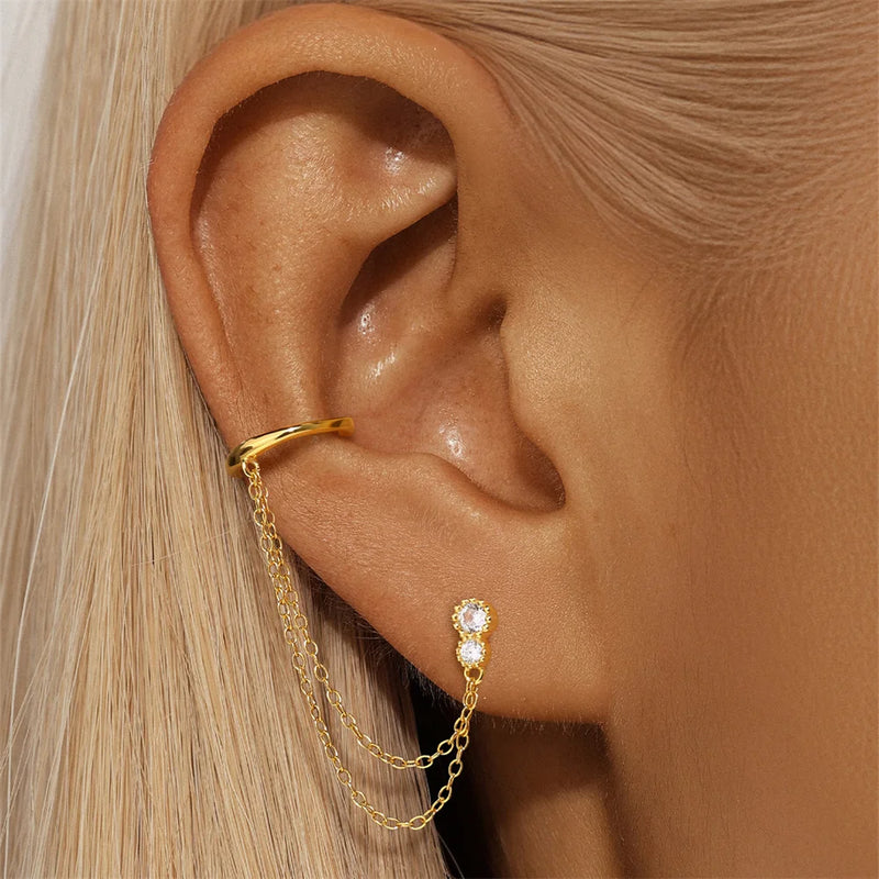 Brincos CANNER Femininos em Prata 925 Banhados a Ouro 18K com Zircônia — Elegância e Brilho Clássico