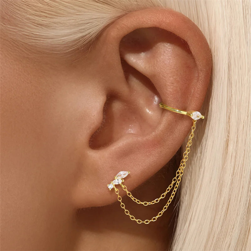 Brincos CANNER Femininos em Prata 925 Banhados a Ouro 18K com Zircônia — Elegância e Brilho Clássico